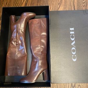 Coach long boots, Brigette leather , Dark Brown , size :6.5, brand new